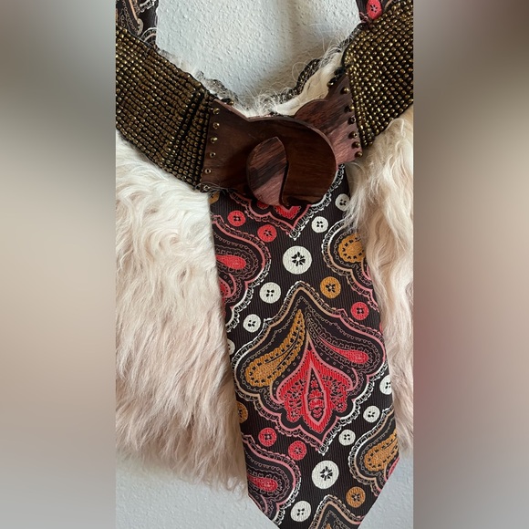 🆕 Cloud 9 2-tone fur PURSE with real neck tie strap - Picture 3 of 10